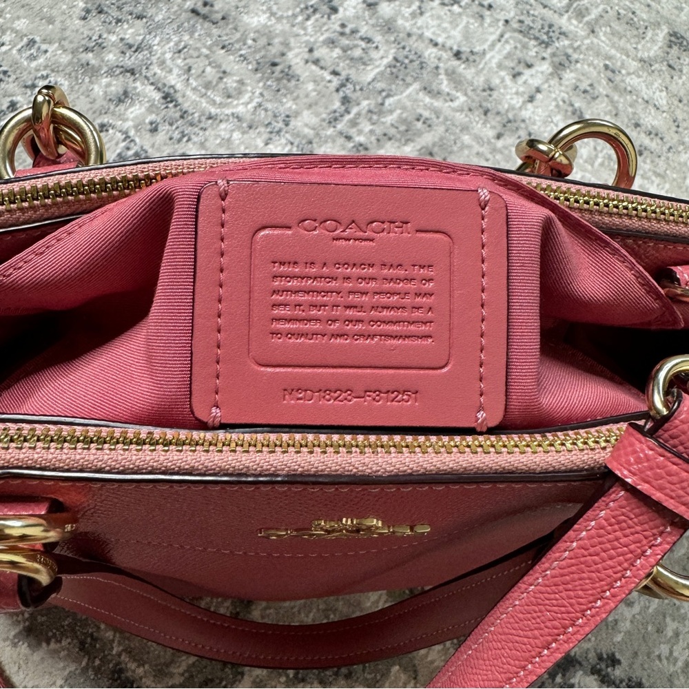 Coach Mini Brooke Carryall Satchel Pink Glitter Crossgrain Leather Gold - Picture 6 of 11